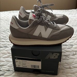 New Balance Kids Gray and White Sneakers